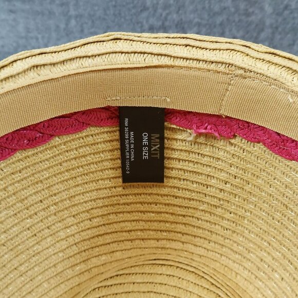 Womens Woven Straw Fedora Hat With Pink Braided Band By Mixit One Size - Picture 6 of 6